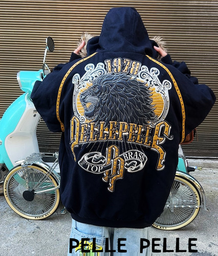 90s美式绝版pellepelle羊毛重磅重工限量版收藏品连帽羊毛外套