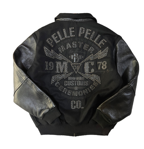 绝版 绝版pellepelle羊毛拼接牛皮重磅重工限量版收藏品羊毛外套