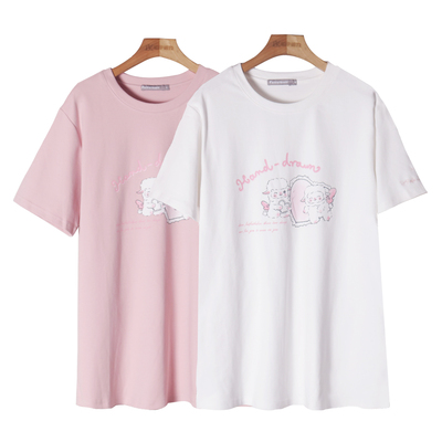 FAT*微胖定制2025新款夏季时尚印花短袖T恤女宽松显瘦中长款上衣