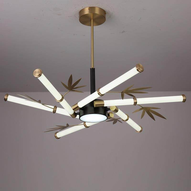 极简后现代客厅全铜吊灯大气创意别墅复式楼装饰壁灯轻奢餐厅竹子,家装灯饰光源,客厅吊灯,淘宝优惠券,粉丝福利购,淘宝优惠卷