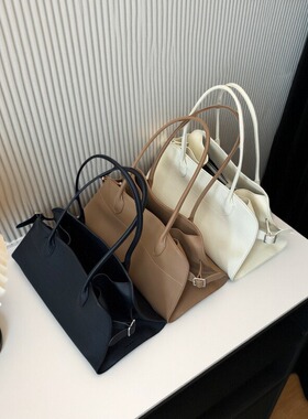 Q I U U小众极简进口马鞍皮Row系Margaux12长手柄单肩手提通勤包