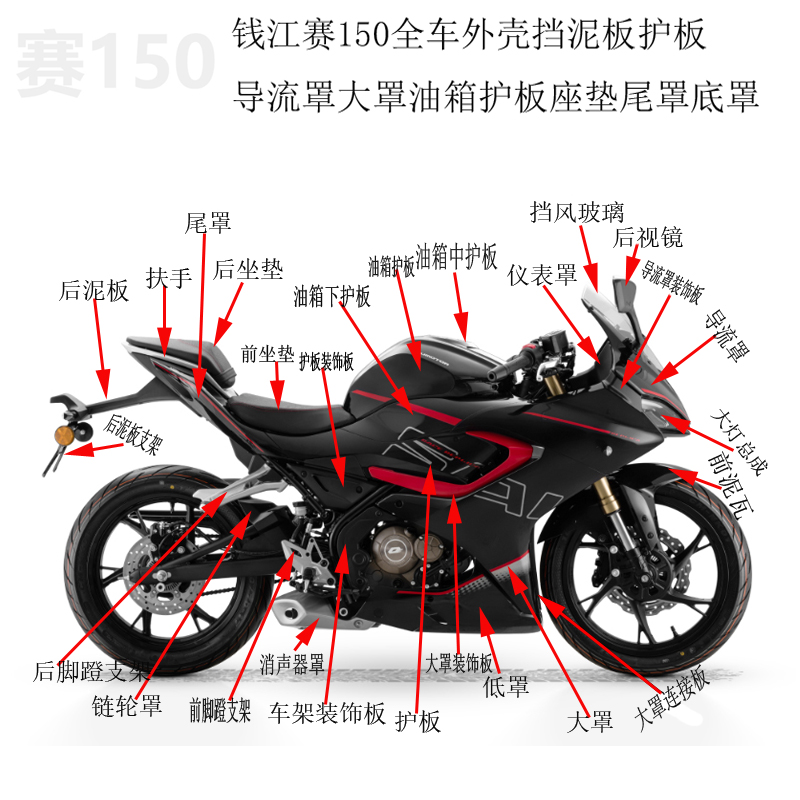 钱江赛150QJ150GS-29F全车外壳件