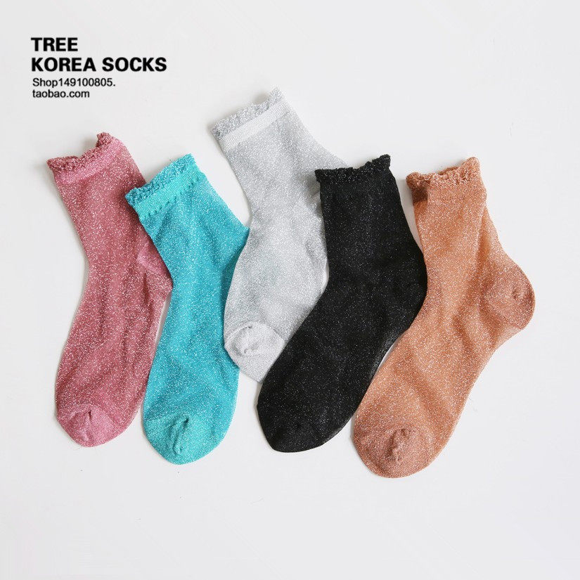 丝袜韩国女士糖果色丝袜金丝线袜子时尚百搭超薄女丝袜性感简约