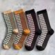 MARCA韩国东大门秋冬新款 针织拼色格子加厚女士中筒袜子ins风潮