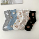 韩国进口2025春新款 袜子植绒小狗可爱女生中筒棉袜四季 常规舒适