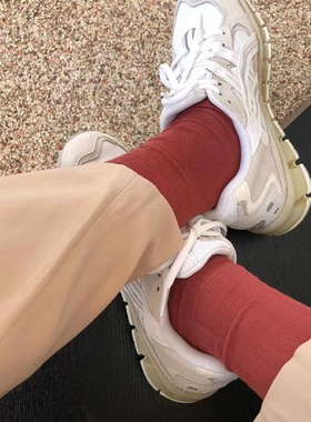 ins风莫兰迪色简约纯棉卷边中筒潮女生袜子四季可穿韩国进口MARCA