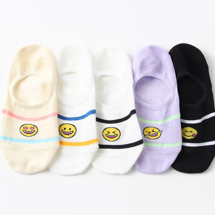 22新款袜子女生笑脸 船袜浅口隐形袜套韩国进口有硅胶
