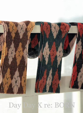 MARCA菱格金丝潮袜子女韩国东大门代购拼色闪闪银葱四季常规袜子