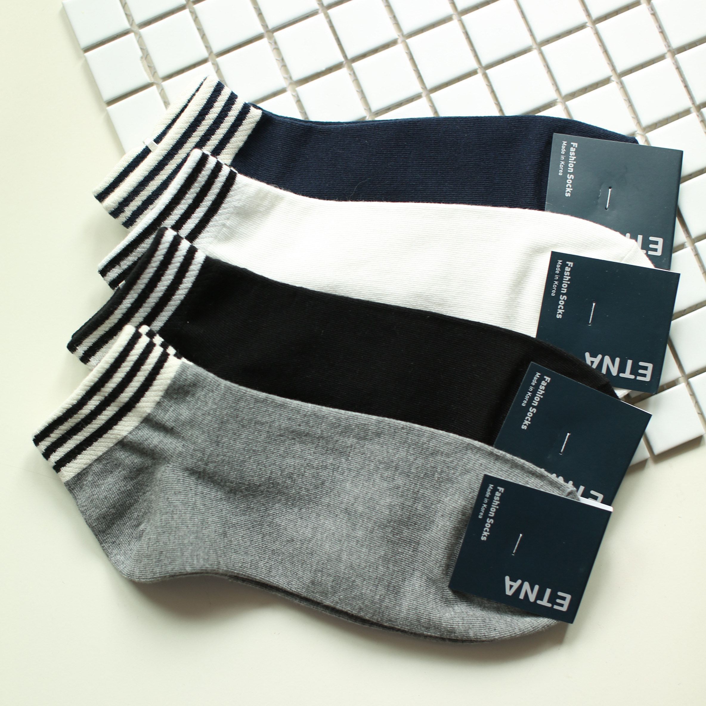 韩国纯棉袜子男士矮短筒短袜纯色简约透气短腰袜条纹男袜ETNA,女士内衣/男士内衣/家居服,短袜,淘宝优惠券,粉丝福利购,淘宝优惠卷