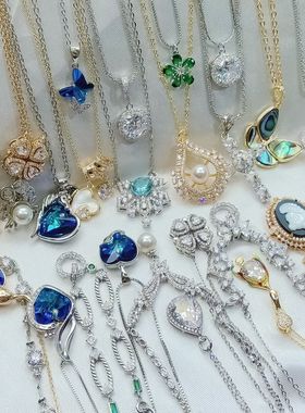 时尚爱心几何镶钻锆石水晶短款项链小众设计感女锁骨链简约毛衣