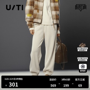 休闲裤 女绒感潮运动裤 尤缇时尚 冬季 新款 TI白色简约束脚运动卫裤