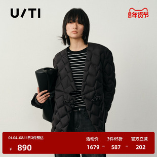 U/TI新中式盘扣羽绒服女设计感保暖云感蓬松外套尤缇2025冬季新款