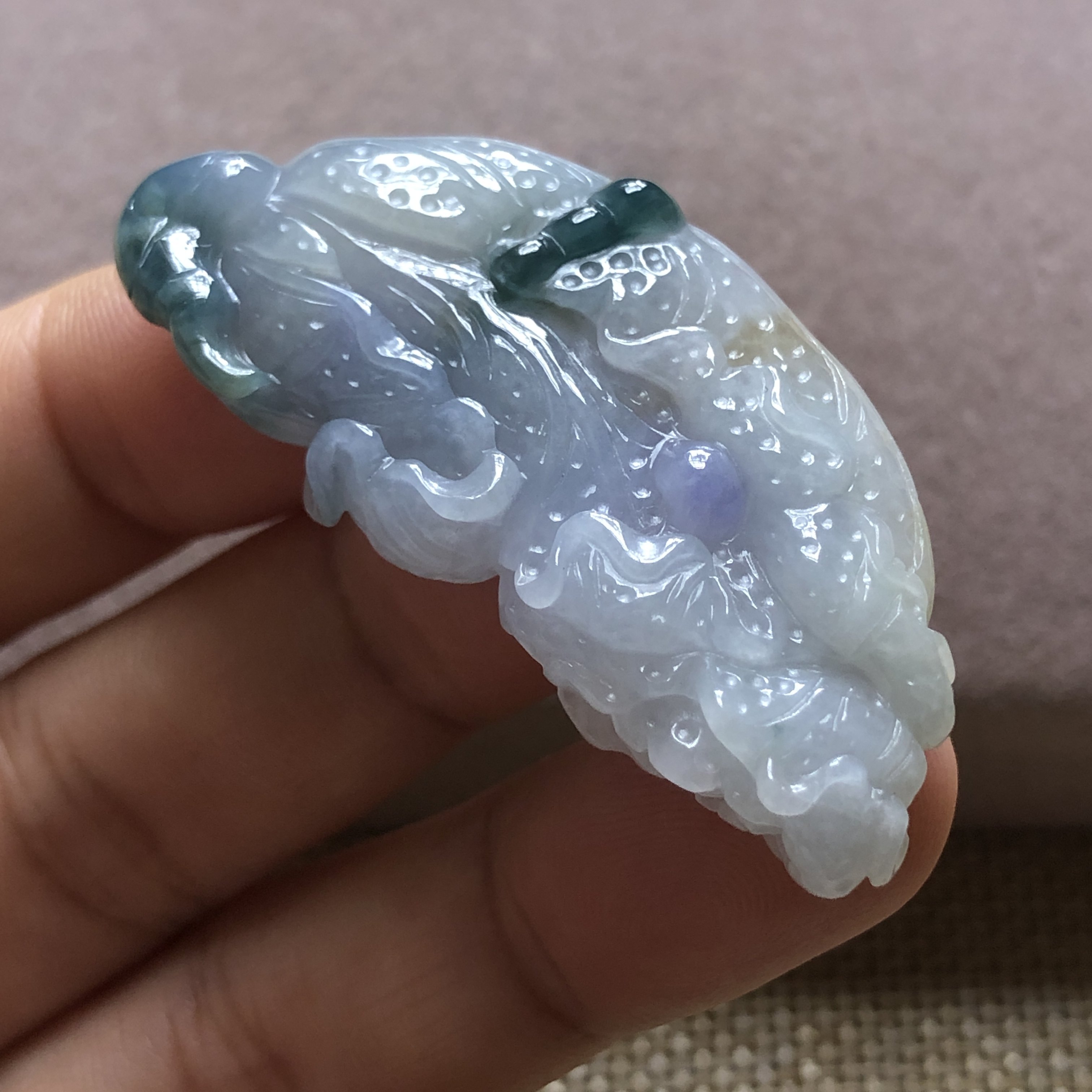 缅甸玉石A货翡翠玉雕玉器特色文玩福禄寿三彩白菜挂件吊坠捡漏价