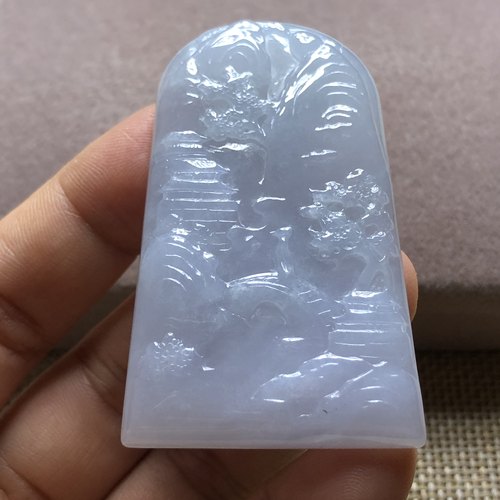 缅甸玉石A货翡翠玉雕玉器文玩冰糯种精雕山水玉牌挂件吊坠捡漏价
