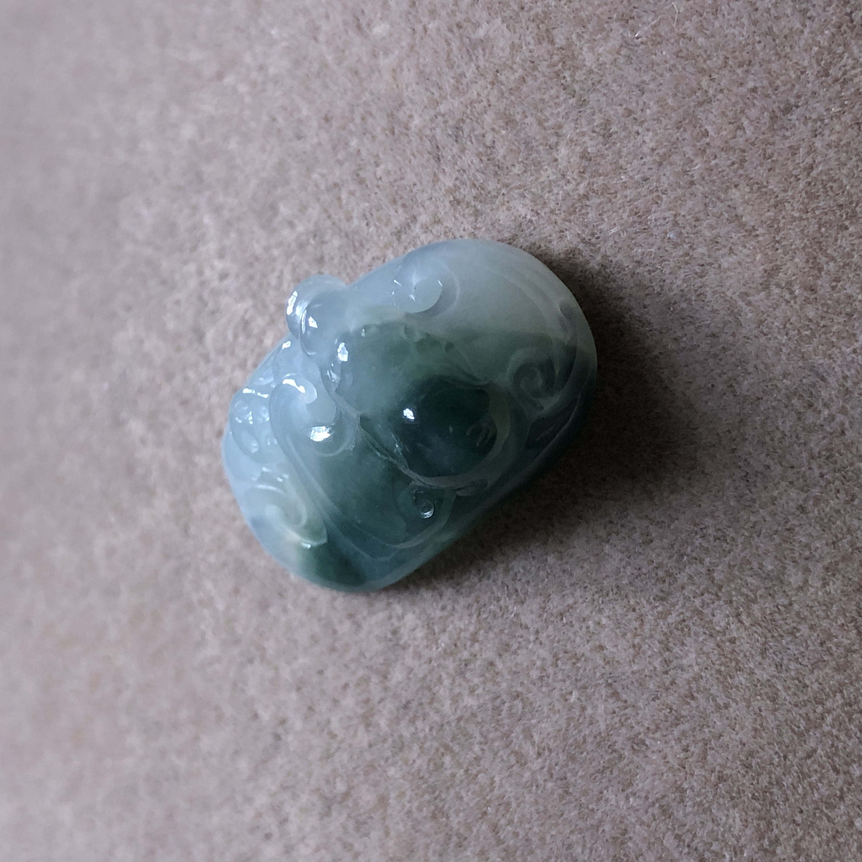 缅甸玉石A货翡翠珠宝玉雕玉器文玩老坑料冰飘蓝水精雕蝙蝠手牌