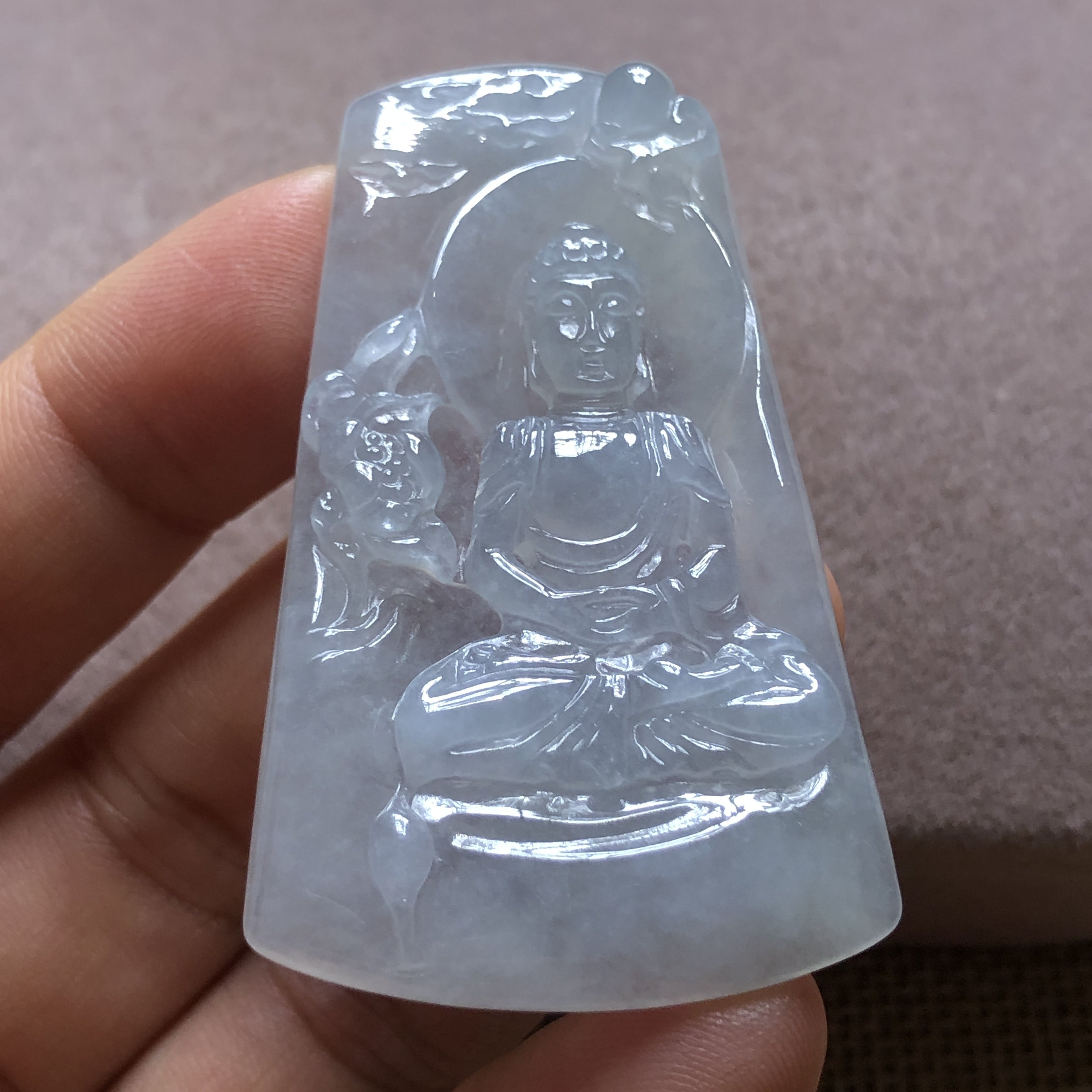 缅甸玉石A货翡翠玉雕玉器文玩老坑料冰种如来佛祖玉牌挂件吊坠