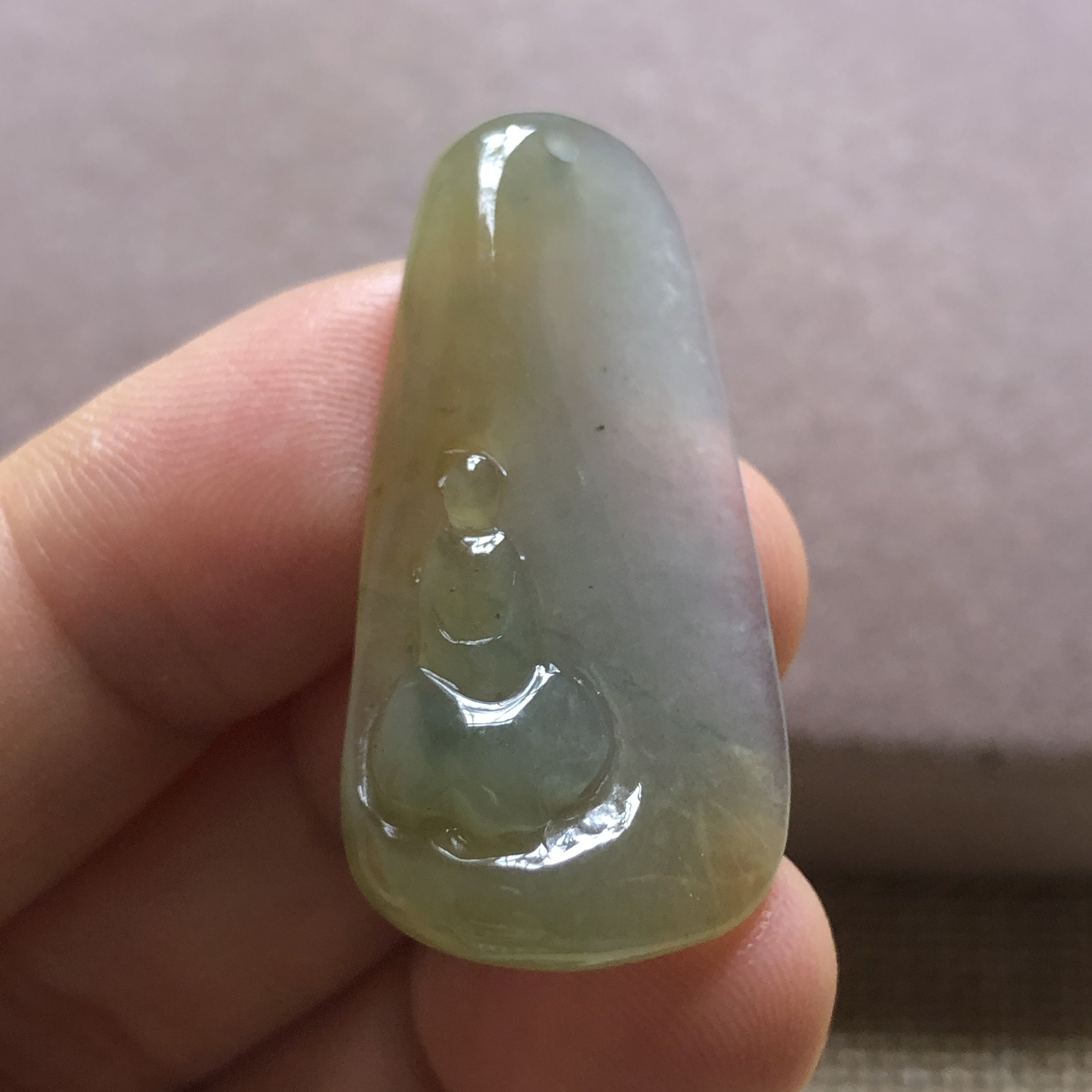 缅甸玉石A货翡翠玉雕玉器文玩老坑冰起胶黄翡悟道小玉牌挂件吊坠