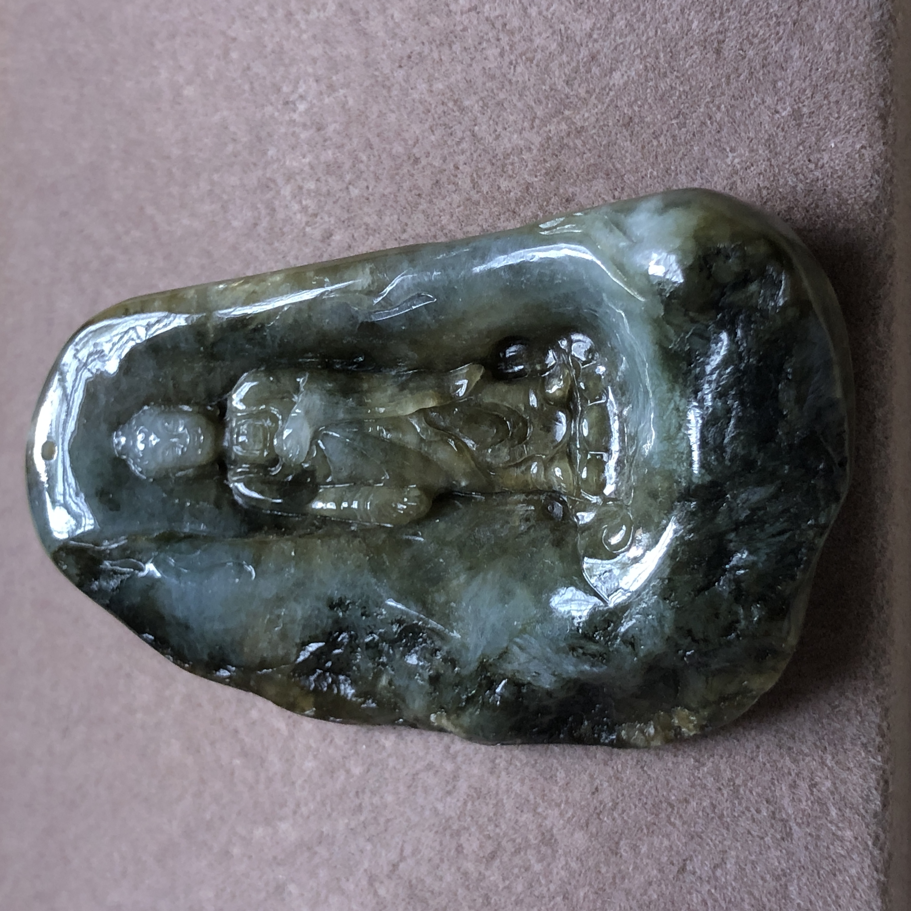 缅甸玉石A货翡翠玉雕玉器文玩原石皮手工雕阿弥陀佛挂件吊坠捡漏