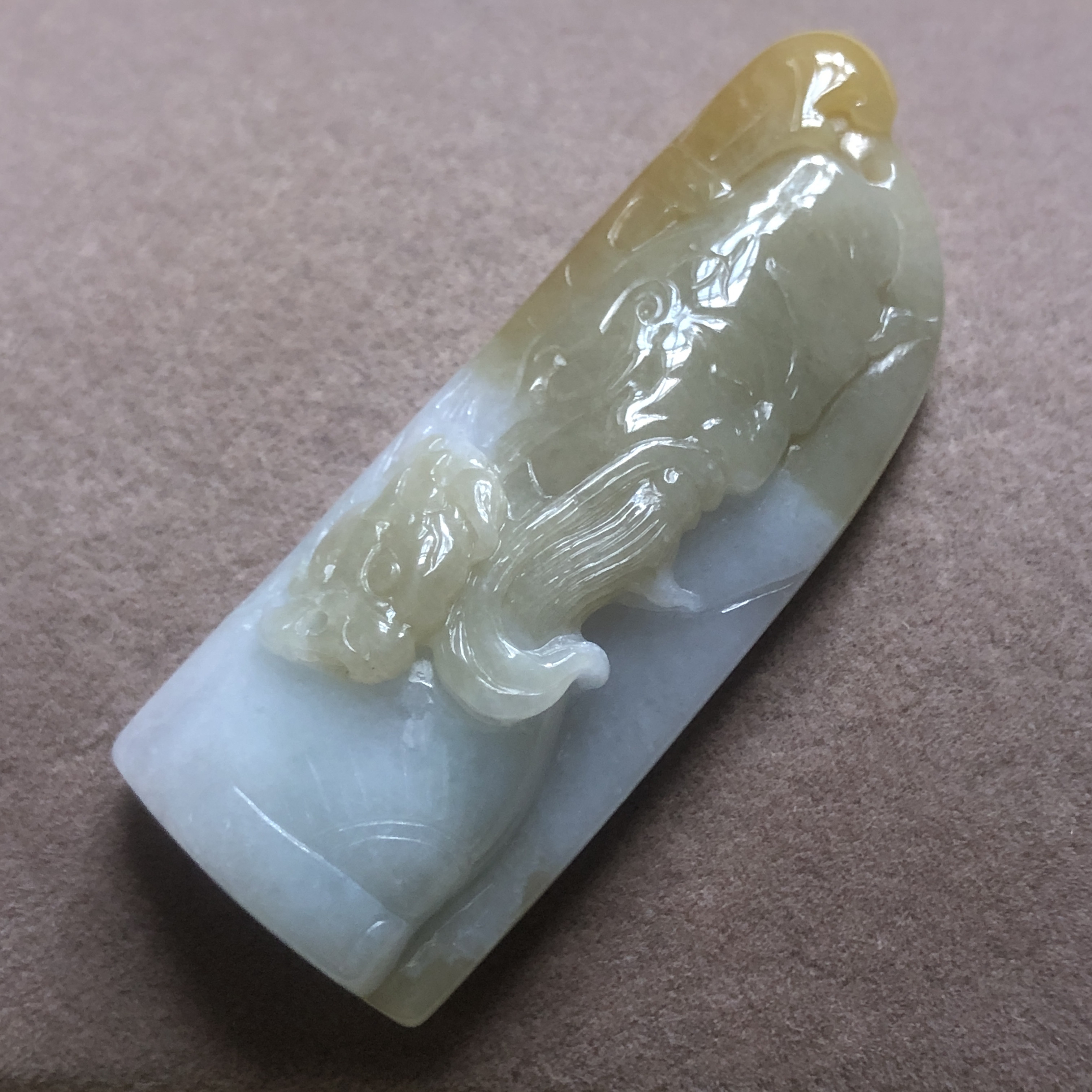 缅甸玉石A货翡翠玉雕玉器文玩黄翡俏色巧雕关公玉牌挂件吊坠捡漏