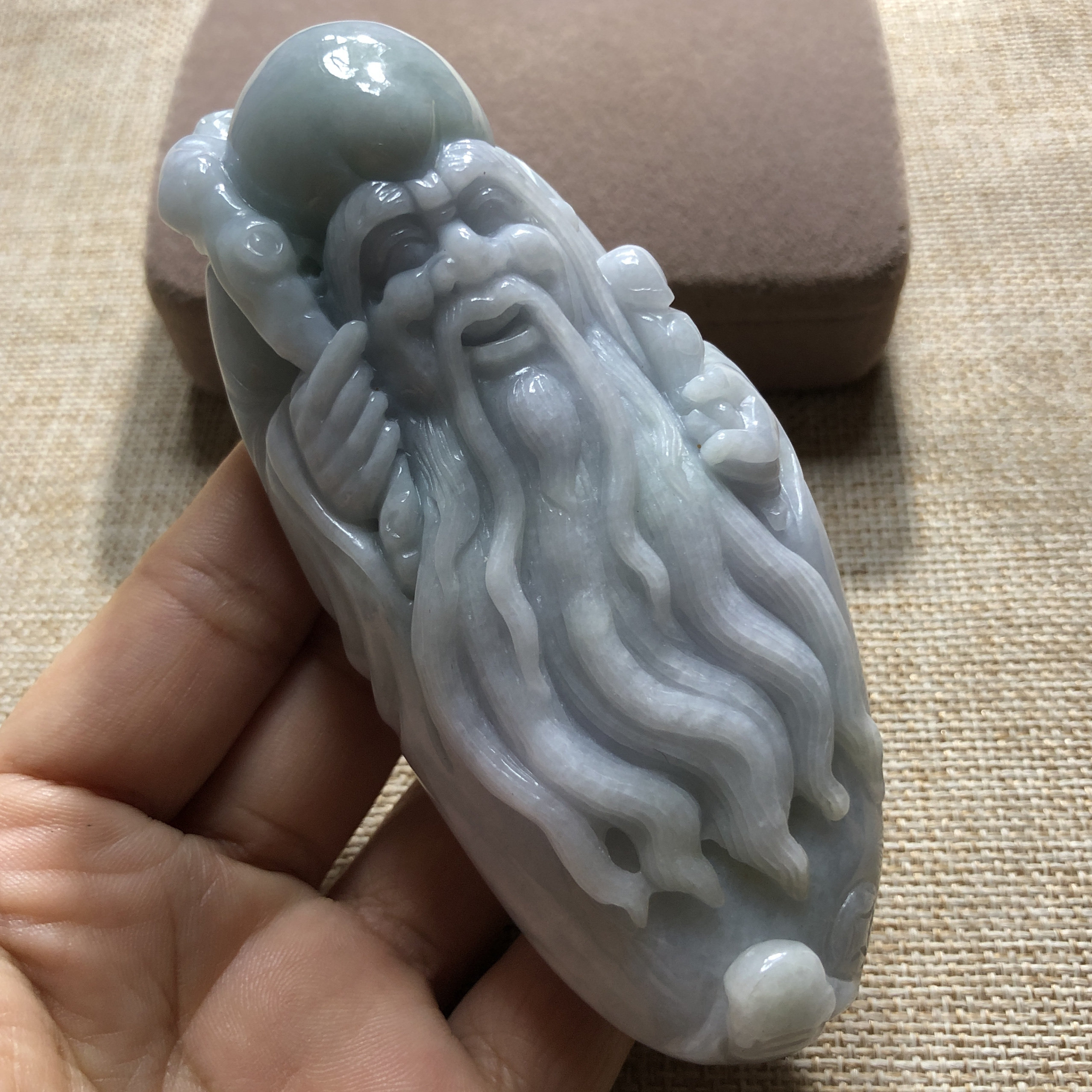 缅甸玉石A货翡翠玉雕玉器文玩送长辈精雕寿星公把玩手把件捡漏价