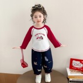 宝宝春装 女童长袖 洋气时髦衣服 2026新款 儿童灯笼裤 t恤套装 春秋季