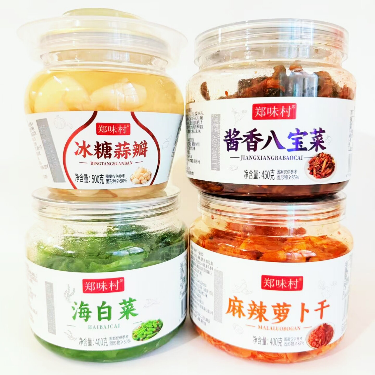 郑味村麻辣萝卜干酱香八宝菜海白菜冰糖蒜瓣海白菜下饭酱腌咸菜