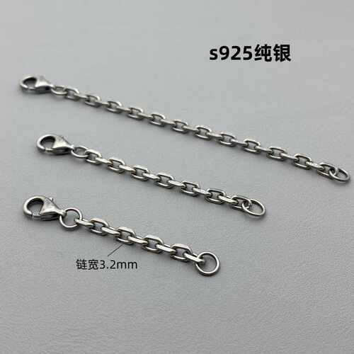 925纯银做旧延长项链手链加长链调节链条diy配件3mm太角链复古色