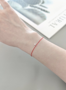 VerGem原创·铃铛 miniS925银红绳手链  极细0.1蜡线编织新年红绳