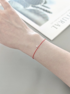 VerGem原创·铃铛 miniS925银红绳手链  极细0.1蜡线编织新年红绳