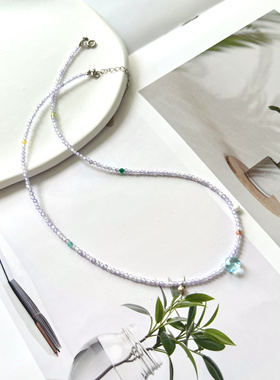 VerGem原创天然宝石串珠项链女chokerS925银轻奢高级夏日小项链