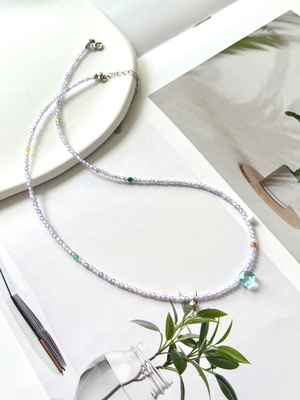 VerGem原创天然宝石串珠项链女chokerS925银轻奢高级夏日小项链