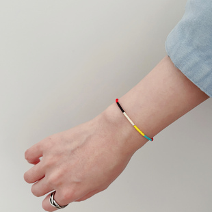 VerGem幸运彩虹极细手链男女彩色手链多巴胺情侣手链五彩绳手串