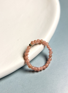 VerGem原创天然蔷薇辉石戒指2mm极细迷你指环关节戒粉色戒指尾戒