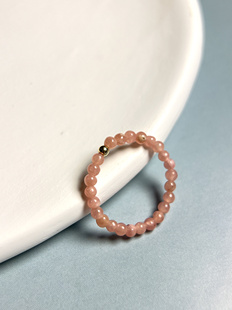 VerGem原创天然蔷薇辉石戒指2mm极细迷你指环关节戒粉色戒指尾戒