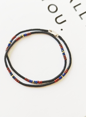 VerGem原创复古高级感手串黑色中性百搭手链S925银扣极细叠戴手链