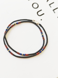 VerGem原创复古高级感手串黑色中性百搭手链S925银扣极细叠戴手链