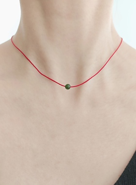 VerGem原创天然碧玉红绳项链女小众设计高级感锁骨链