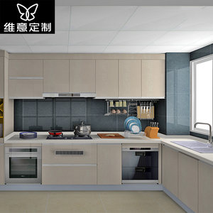 维意定制整体橱柜定制组装家用石英石现代整体厨房?具车灶台柜一