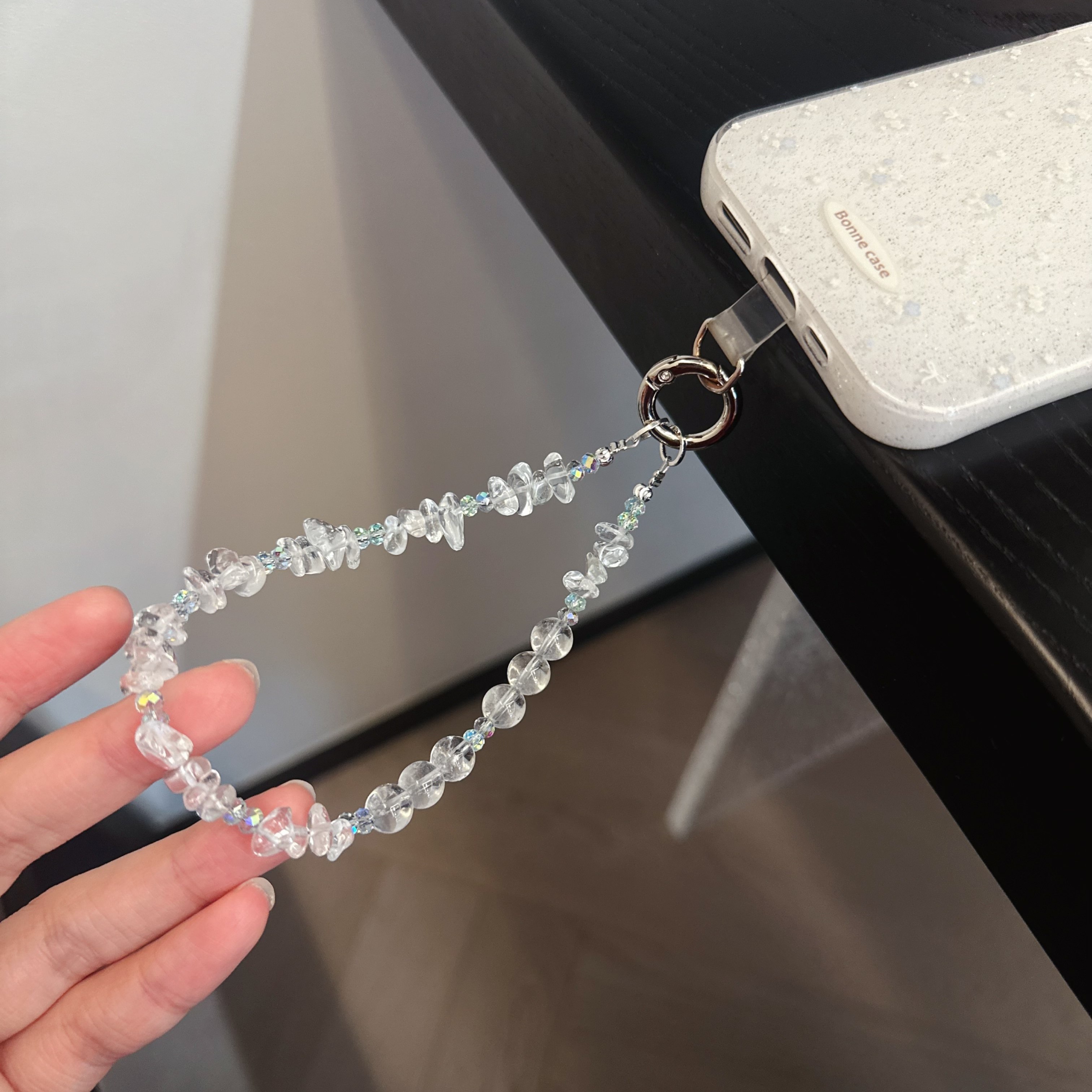 白月光~透明水晶串珠手机挂件手腕链钥匙扣包包挂饰高颜值网红款,3C数码配件,手机挂件/手机链,淘宝优惠券,粉丝福利购,淘宝优惠卷