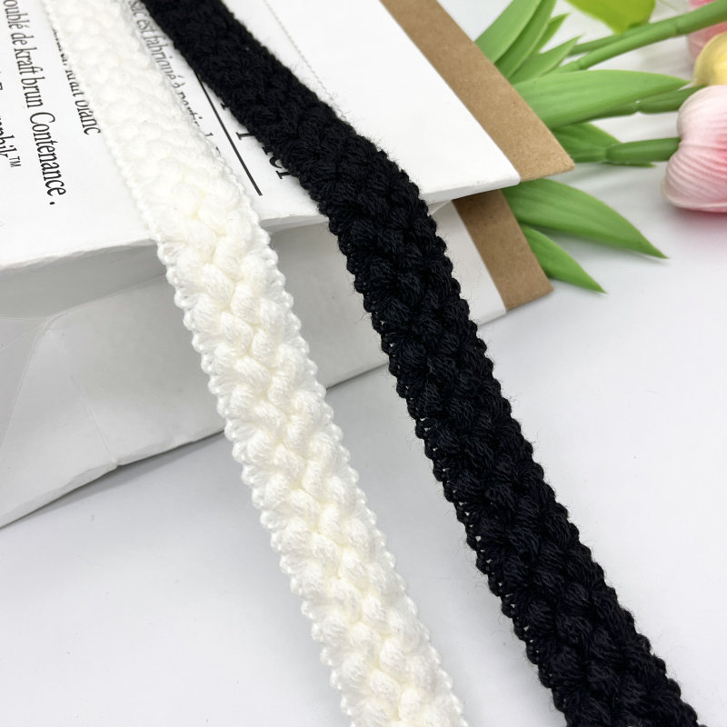 秋冬新款门襟装饰毛线编织小香风花边DIY衣领袖口窗帘家居抱枕