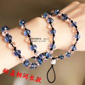 长款 牢固防丢不夹发 手机通用挂绳挂脖手工水晶挂链吊绳挂件女款