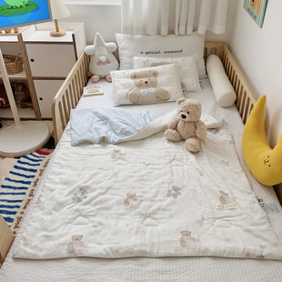 夏季A类母婴级可爱卡通小熊幼儿园双面凉凉被儿童单人夏被薄被子