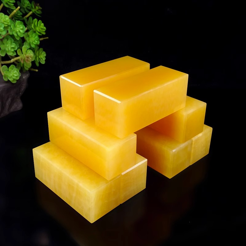 【黄玉砖】厨房厕所西北化解用品天然黄玉金砖8块长方体玉石摆件