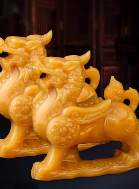 玉雕天然米黄玉貔貅摆件开业礼品玄关客厅装饰保平安摆放简约现代