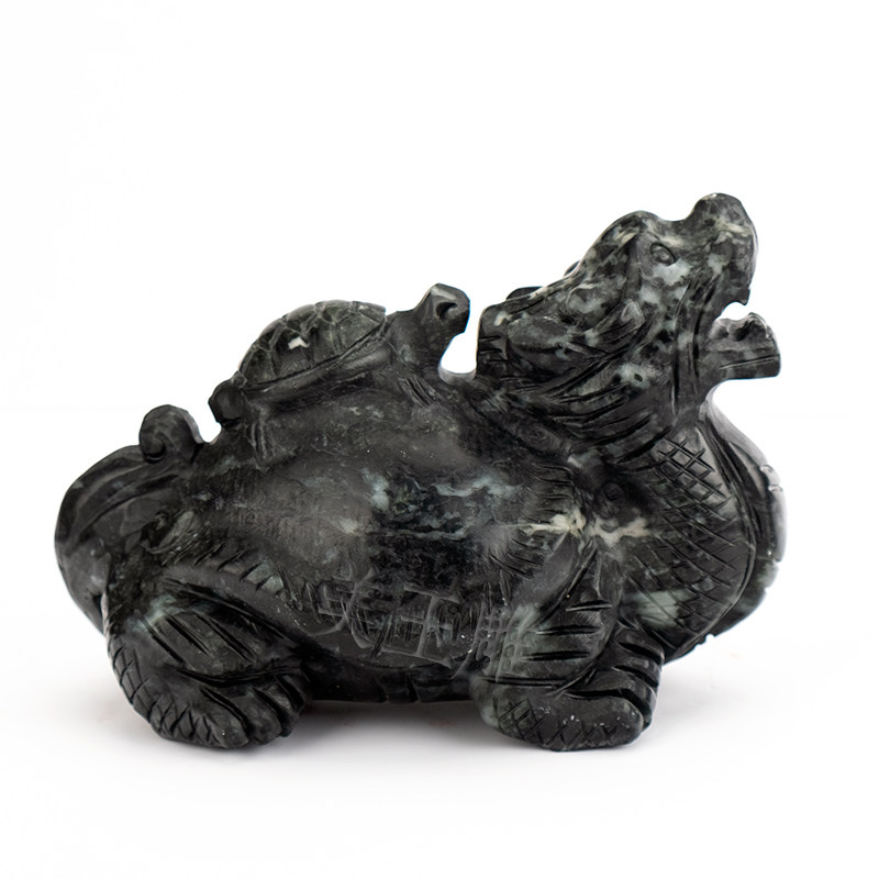 玉石独山玉龙龟摆件身上背小龟母子龙头龟家居办公室玄关装饰摆设