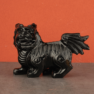 天然黑墨玉龙九子老五狻猊摆件龙子玉石雕刻摆件镇宅招财吉祥物