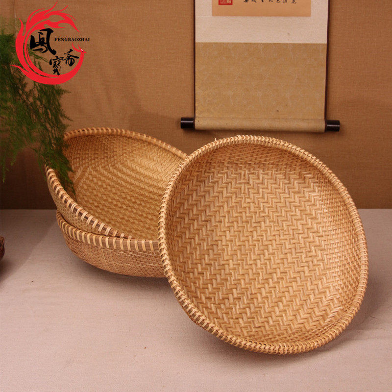 竹编筐箩筐 收纳筐 蔬菜水果筐 面包筐 竹筐制品 竹簸箕 凉晒竹筛