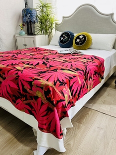 加厚外贸出口亚麻毯子单人床单床尾毯做桌布铺沙发质感且热情提花
