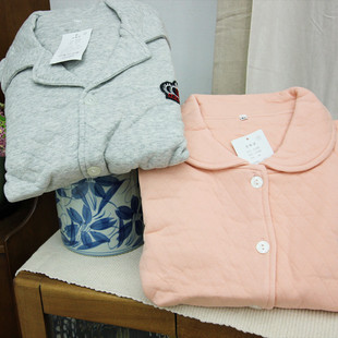 长裤 外贸出口加厚秋冬纯棉针织空气层家居服套装 全棉夹棉纯色长袖