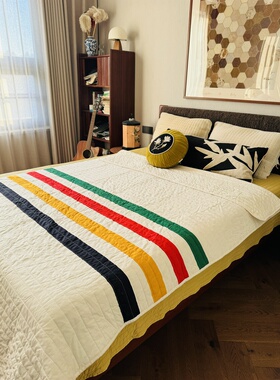 出口原单的STRIP*S的绗缝单人床盖全棉夹棉床褥垫可盖可铺四季被